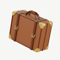 3D leather suitcase, collage element psd