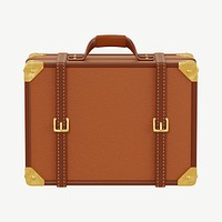 3D leather suitcase, collage element psd