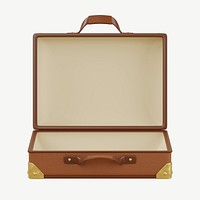 3D leather suitcase, collage element psd