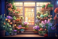 Flower window plant shop. 