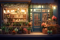 Flower night plant shop. 