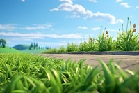 Grass landscape panoramic outdoors. 