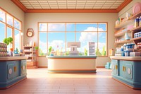 Pharmacy cartoon architecture dollhouse. AI generated Image by rawpixel.