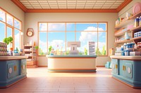 Pharmacy cartoon architecture dollhouse.