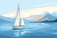 Sailboat yacht watercraft mountain. 