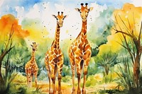 Wildlife painting giraffe animal. 