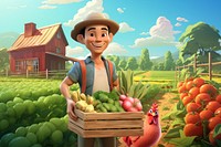 3D male farmer illustration