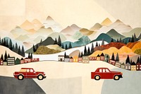 Car town transportation paper craft illustration