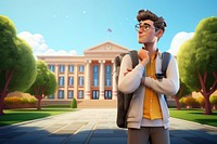 3D college student illustration