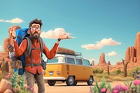 3D lost backpacker man illustration