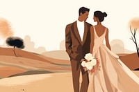 Groom and bride, marriage  illustration