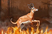 Wildfire antelope illustration, digital art