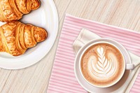 Coffee & croissant illustration, digital art