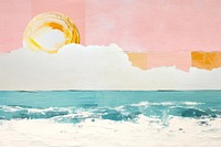 Sunset at sea oil painting illustration