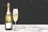 Champagne illustration, black background