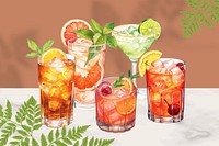 Summer drinks illustration, digital art