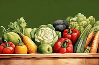 Organic vegetables illustration, digital art