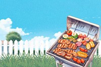 Barbecue grill illustration, digital art