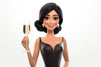 Champagne portrait holding cartoon. AI generated Image by rawpixel.