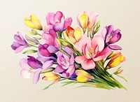 Flower painting blossom plant. AI generated Image by rawpixel.