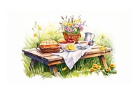 Picnic table plate food. AI generated Image by rawpixel.