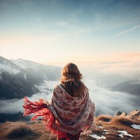 Scarf landscape outdoors portrait. 