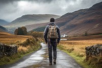 Backpack walking standing cloud. 