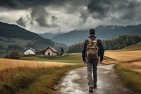 Backpack walking outdoors nature. AI generated Image by rawpixel.