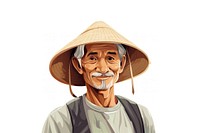 Portrait cartoon drawing farmer. 