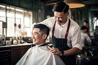 Barbershop adult togetherness hairdresser. AI generated Image by rawpixel.