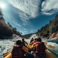 Rafting recreation lifejacket adventure. 