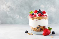 Granola breakfast berries muesli. AI generated Image by rawpixel.