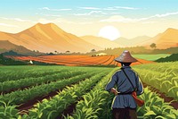 Field farm agriculture landscape. AI generated Image by rawpixel.