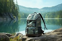 Backpack nature tranquility exploration. 