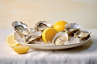 Oyster plate seafood lemon. AI generated Image by rawpixel.