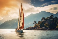 Sailboat sea landscape outdoors. 