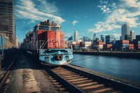 Train architecture cityscape building. AI generated Image by rawpixel.