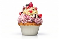 Cream raspberry dessert cupcake. 