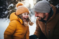 Laughing outdoors winter nature. 