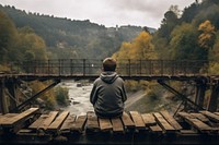 Sitting bridge landscape outdoors. AI generated Image by rawpixel.