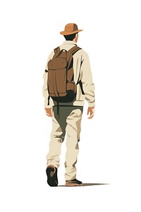 Walking adult man white background. 