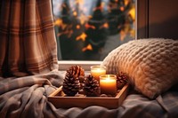 Window candle windowsill pillow. AI generated Image by rawpixel.