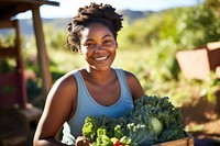 Harvesting vegetable cheerful organic. 