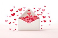 Envelope heart paper white background. 