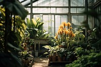 Greenhouse plant gardening outdoors. 