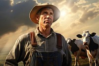 Portrait field cow agriculture. 