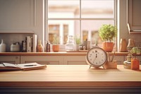 Kitchen window clock architecture.