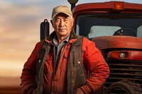 Portrait tractor farmer adult. 