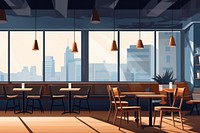 Cafe architecture restaurant furniture. AI generated Image by rawpixel.