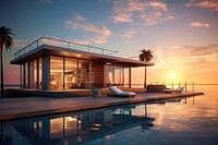 Architecture building outdoors sunset. AI generated Image by rawpixel.